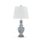 Rick 32 Inch Table Lamp White Empire Fabric Shade Turned Blue Terracotta By Casagear Home BM318386