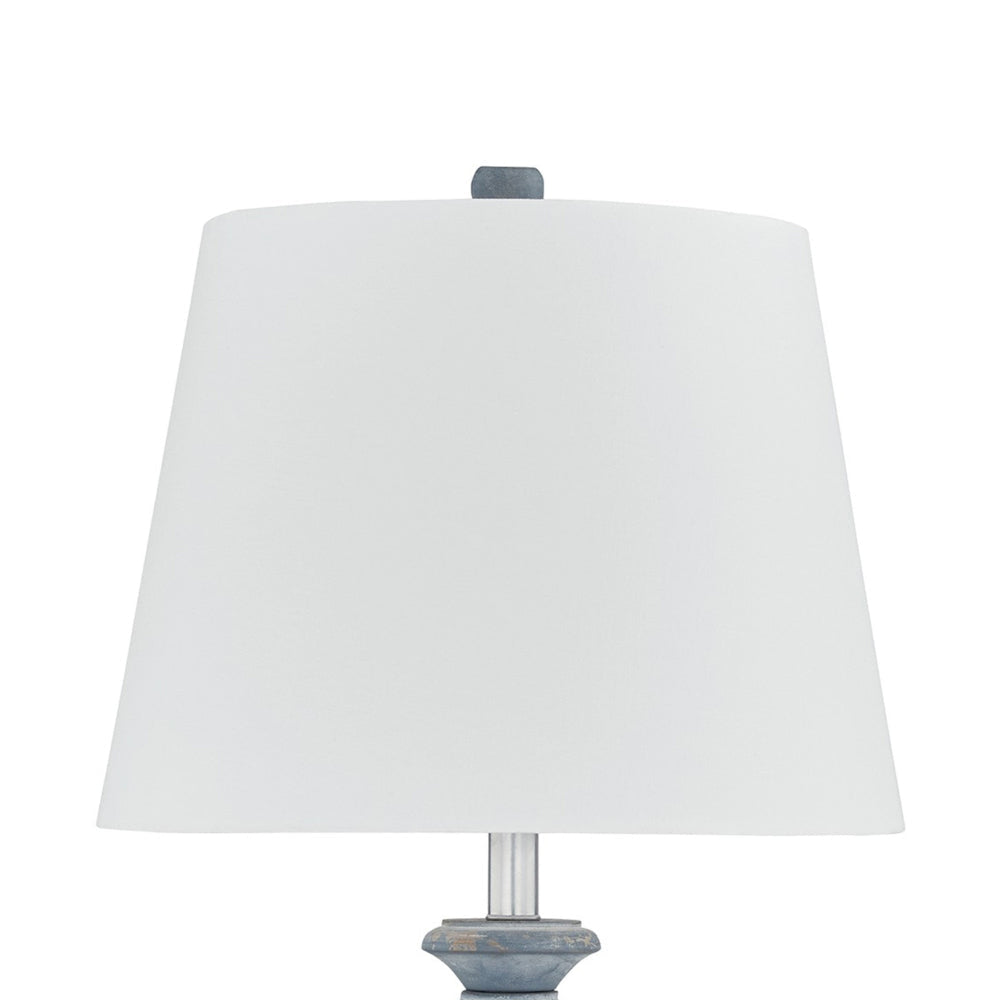 Rick 32 Inch Table Lamp White Empire Fabric Shade Turned Blue Terracotta By Casagear Home BM318386