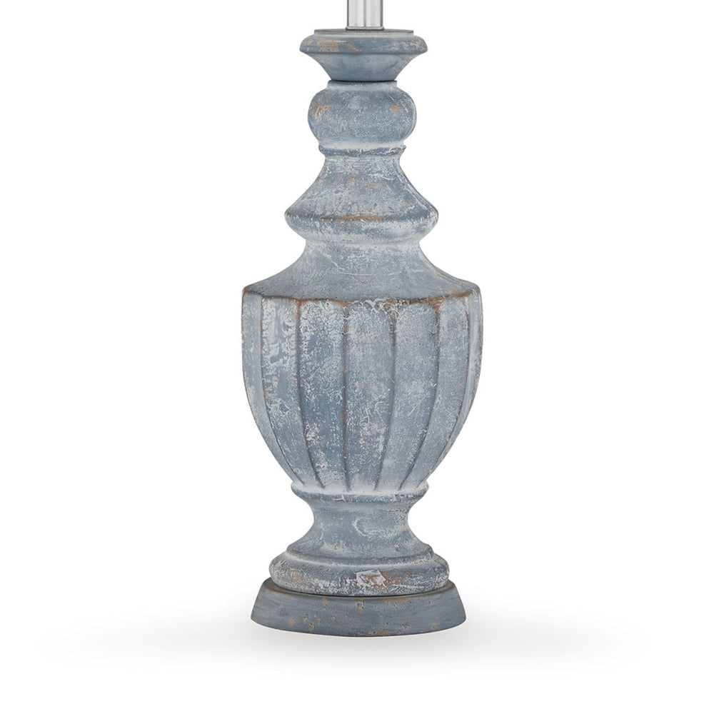 Rick 32 Inch Table Lamp White Empire Fabric Shade Turned Blue Terracotta By Casagear Home BM318386