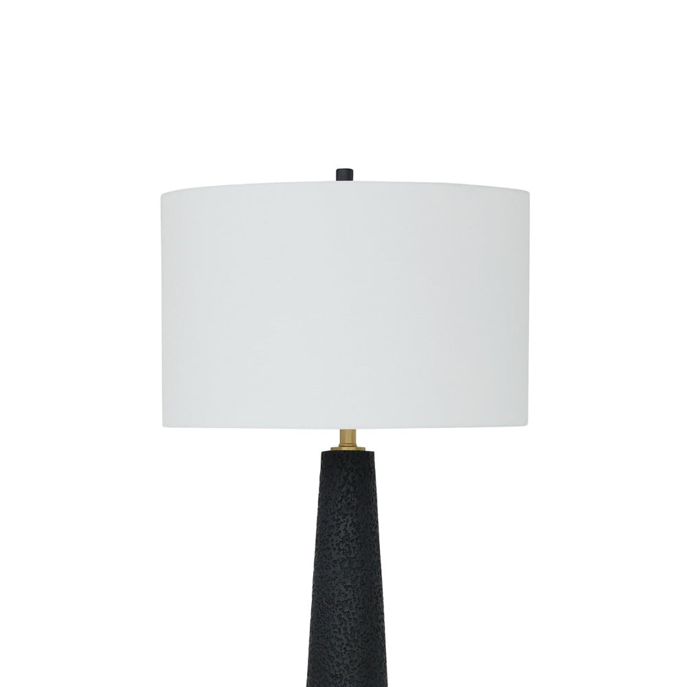 Boe 69 Inch Floor Lamp White Drum Shade Black Tapered Cone Resin Base By Casagear Home BM318388