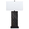 Len Table Lamp White Rectangular Shade Unique Lined Design Black Pedestal By Casagear Home BM318389