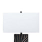 Len Table Lamp White Rectangular Shade Unique Lined Design Black Pedestal By Casagear Home BM318389