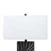 Len Table Lamp White Rectangular Shade Unique Lined Design Black Pedestal By Casagear Home BM318389