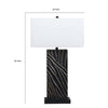 Len Table Lamp White Rectangular Shade Unique Lined Design Black Pedestal By Casagear Home BM318389