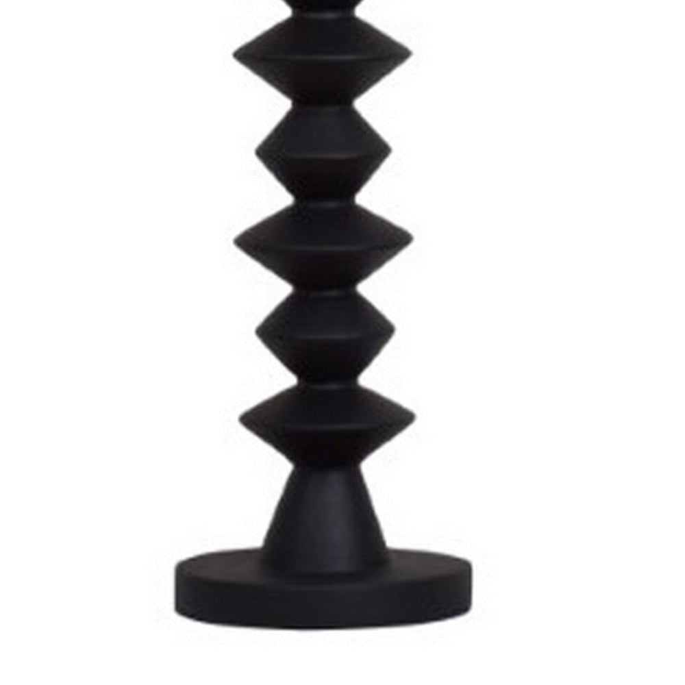 Ando Buffet Table Lamp Black Turned Fishbone Base Drum Shade By Casagear Home BM318390