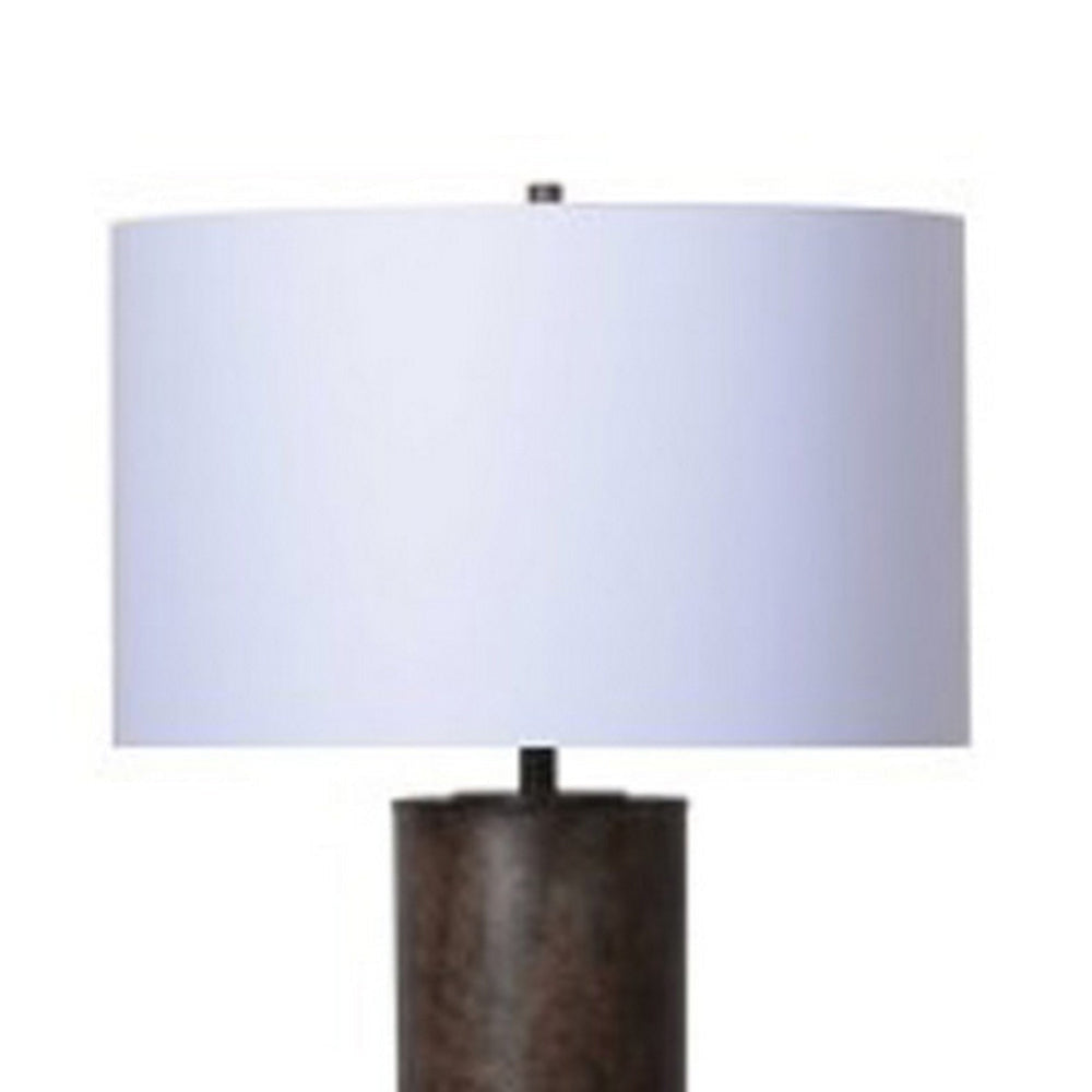 Saen 65 Inch Floor Lamp Modern Black Cylindrical Base White Drum Shade By Casagear Home BM318391