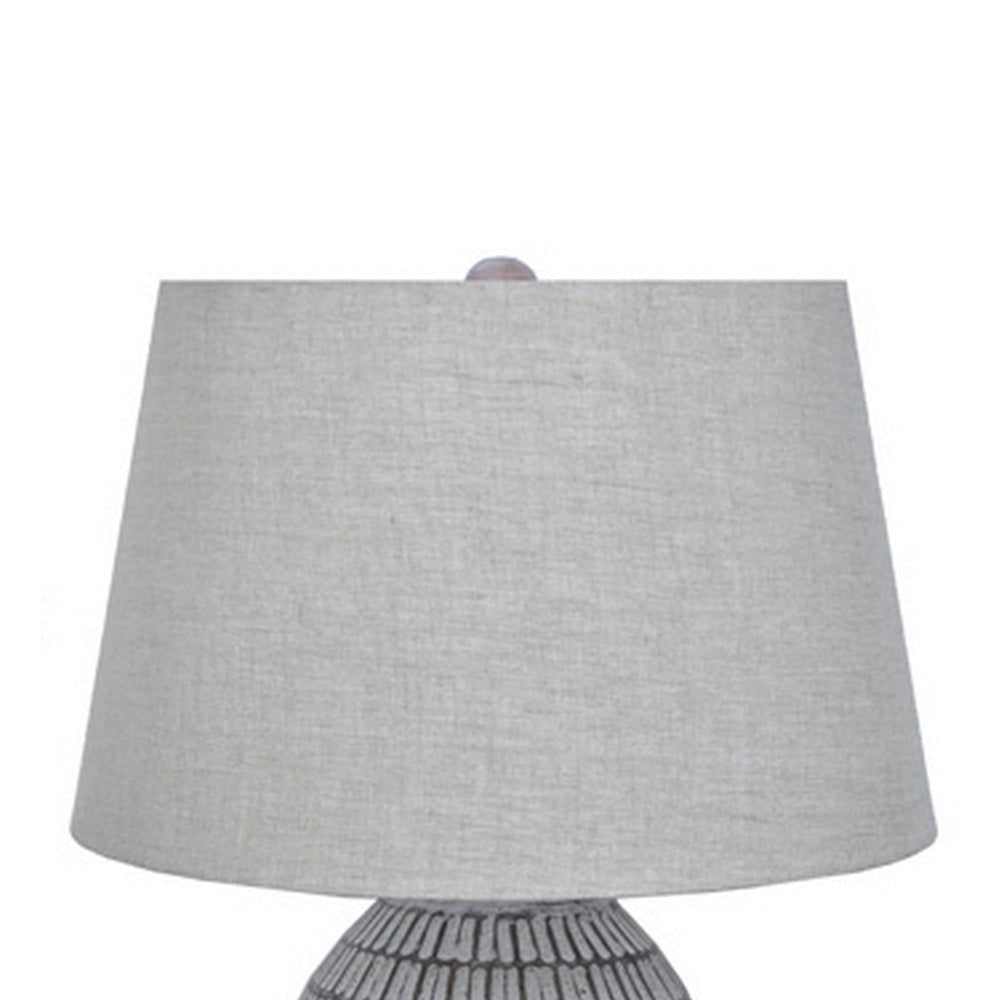 Gyen 29 Inch Table Lamp Antique White Pattern Pot Base Gray Empire Shade By Casagear Home BM318392