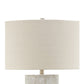 Bard 30 Inch Table Lamp Accent Cylindrical Base Ivory Oval Fabric Shade By Casagear Home BM318393