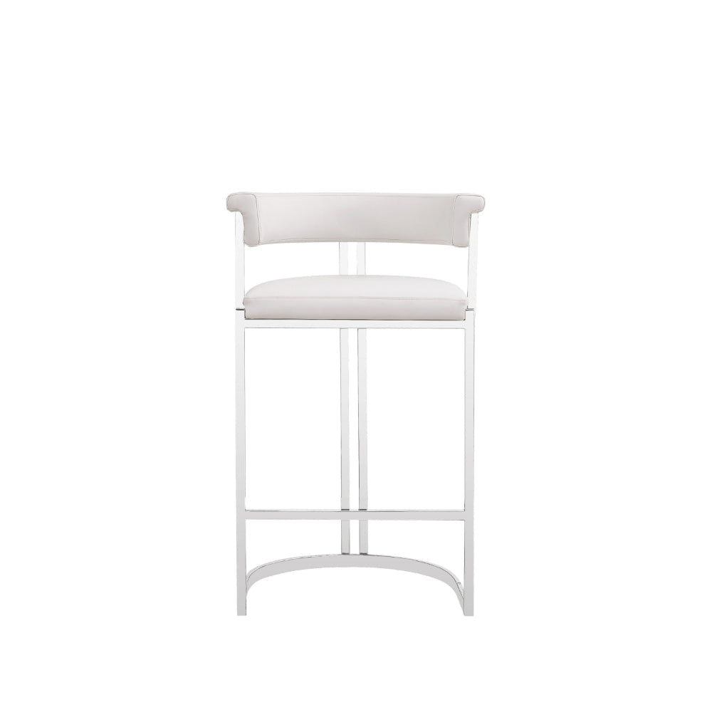 Cid Lisa Counter Stool Chair White Faux Leather Stainless Steel Legs By Casagear Home BM318399