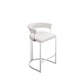 Cid Lisa Counter Stool Chair White Faux Leather Stainless Steel Legs By Casagear Home BM318399