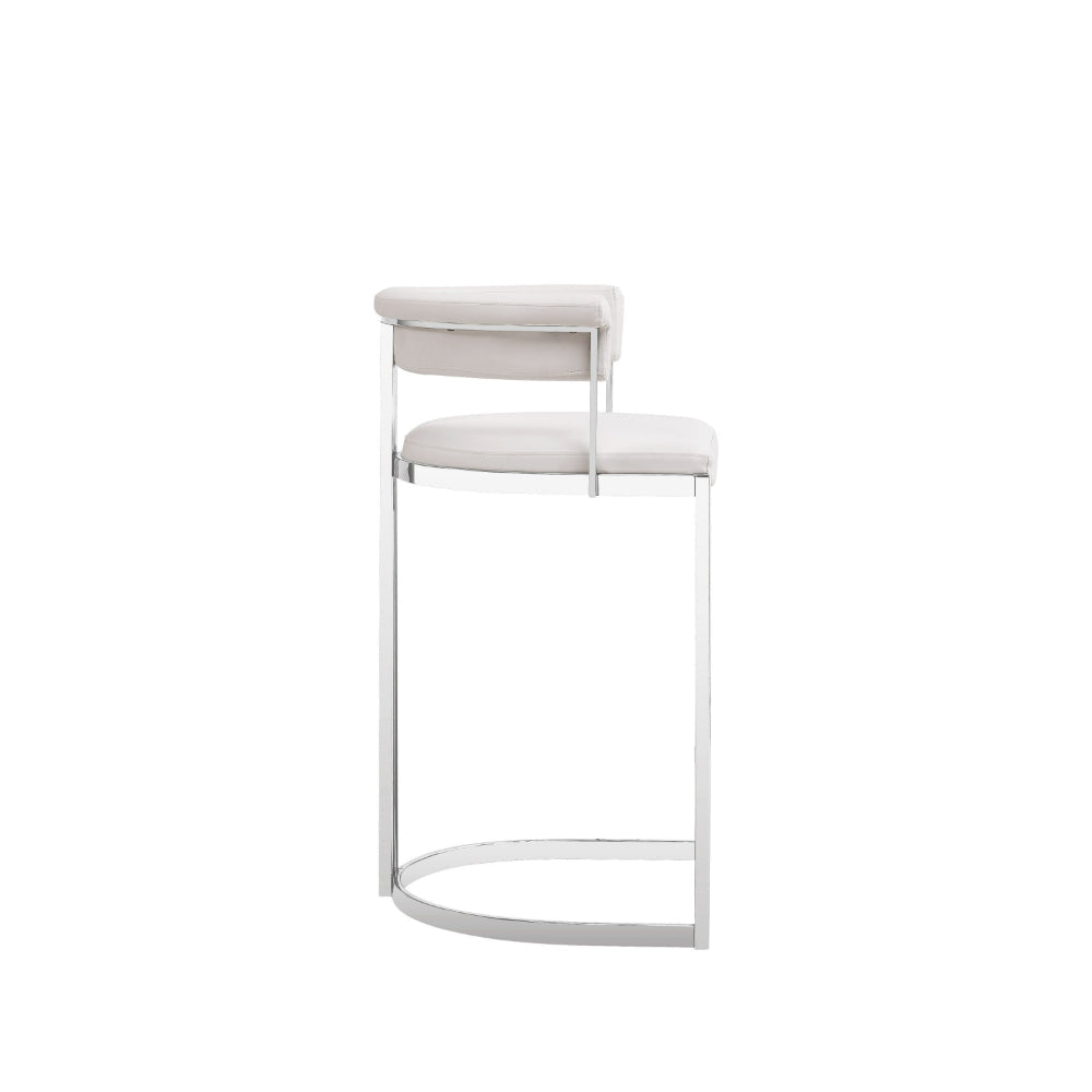 Cid Lisa Counter Stool Chair White Faux Leather Stainless Steel Legs By Casagear Home BM318399