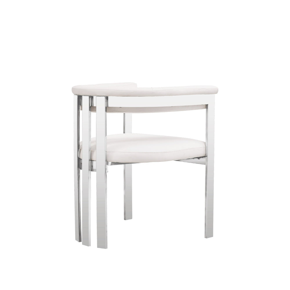 Cid Tayc 25 Inch Dining Chair White Faux Leather Stainless Steel Frame By Casagear Home BM318400