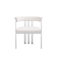 Cid Tayc 25 Inch Dining Chair White Faux Leather Stainless Steel Frame By Casagear Home BM318400