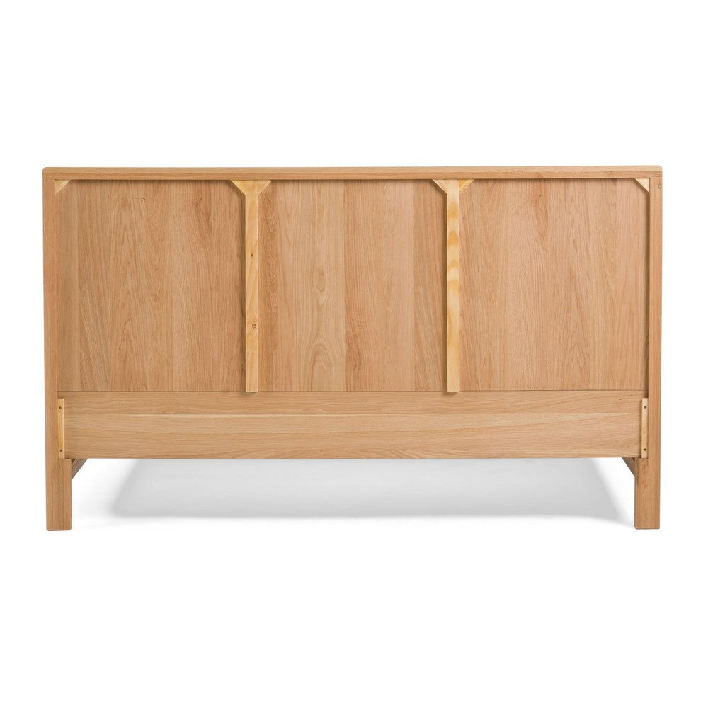 Cid Joya King Bed Panel Headboard Rounded Natural Brown Solid Oak Wood By Casagear Home BM318402