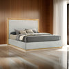 Noe Malia King Size Bed Gray Polyester Upholstery Natural Wood Frame By Casagear Home BM318409