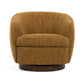 Reno Windy 34 Inch Swivel Accent Chair Yellow Polyester Wood Base By Casagear Home BM318413