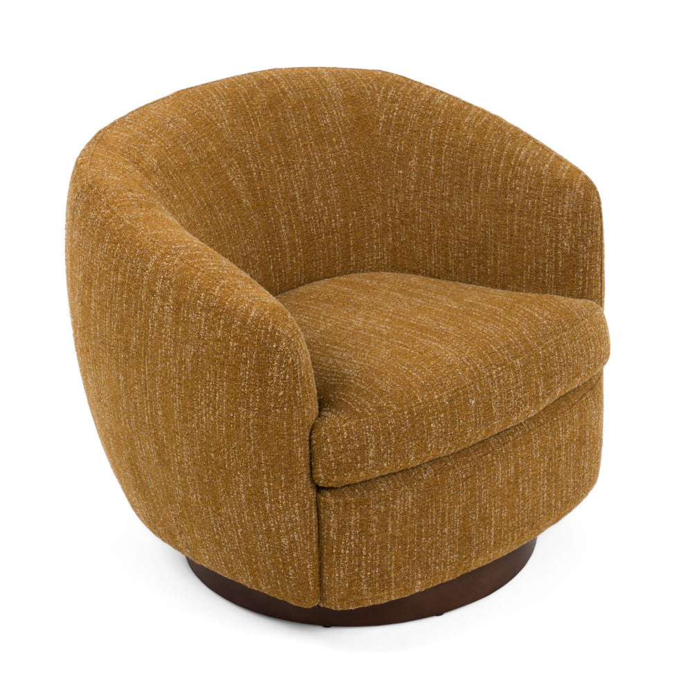 Reno Windy 34 Inch Swivel Accent Chair Yellow Polyester Wood Base By Casagear Home BM318413