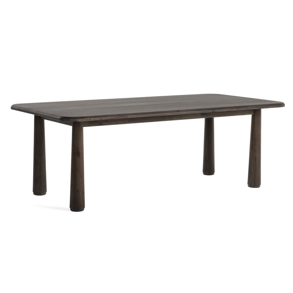 Cid Seby 87 Inch Dining Table, Rectangular Top, Espresso Brown Solid Wood By Casagear Home