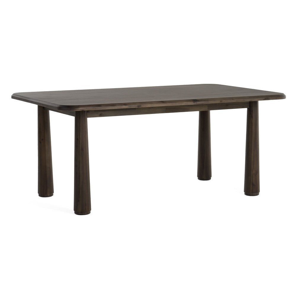 Cid Seby 71 Inch Dining Table, Rectangular Top, Espresso Brown Solid Wood By Casagear Home