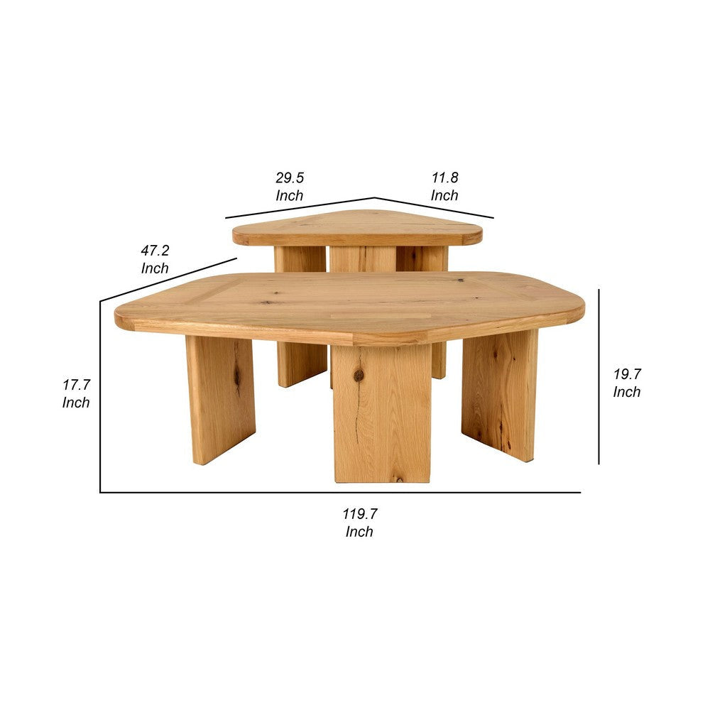 Cid Kirk Coffee Table Set of 2 Freeform Shape Natural Oak Wood Frame By Casagear Home BM318423