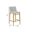 Cid Kinn Counter Stool Chair Set of 2 Light Gray Polyester Brass Steel By Casagear Home BM318427