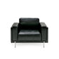 Shlo Accent Chair Button Tufted Seat Modern Lux Black Top Grain Leather By Casagear Home BM318440