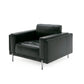 Shlo Accent Chair, Button Tufted Seat, Modern Lux Black Top Grain Leather By Casagear Home