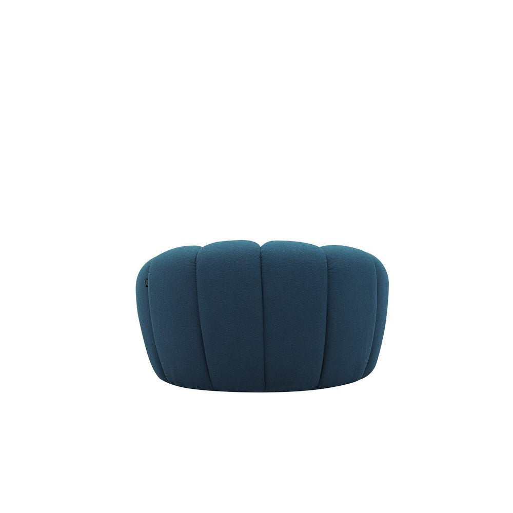 Reno Ola 48 Inch Accent Chair Cushioned Hexagonal Tufted Seat Teal Blue By Casagear Home BM318441