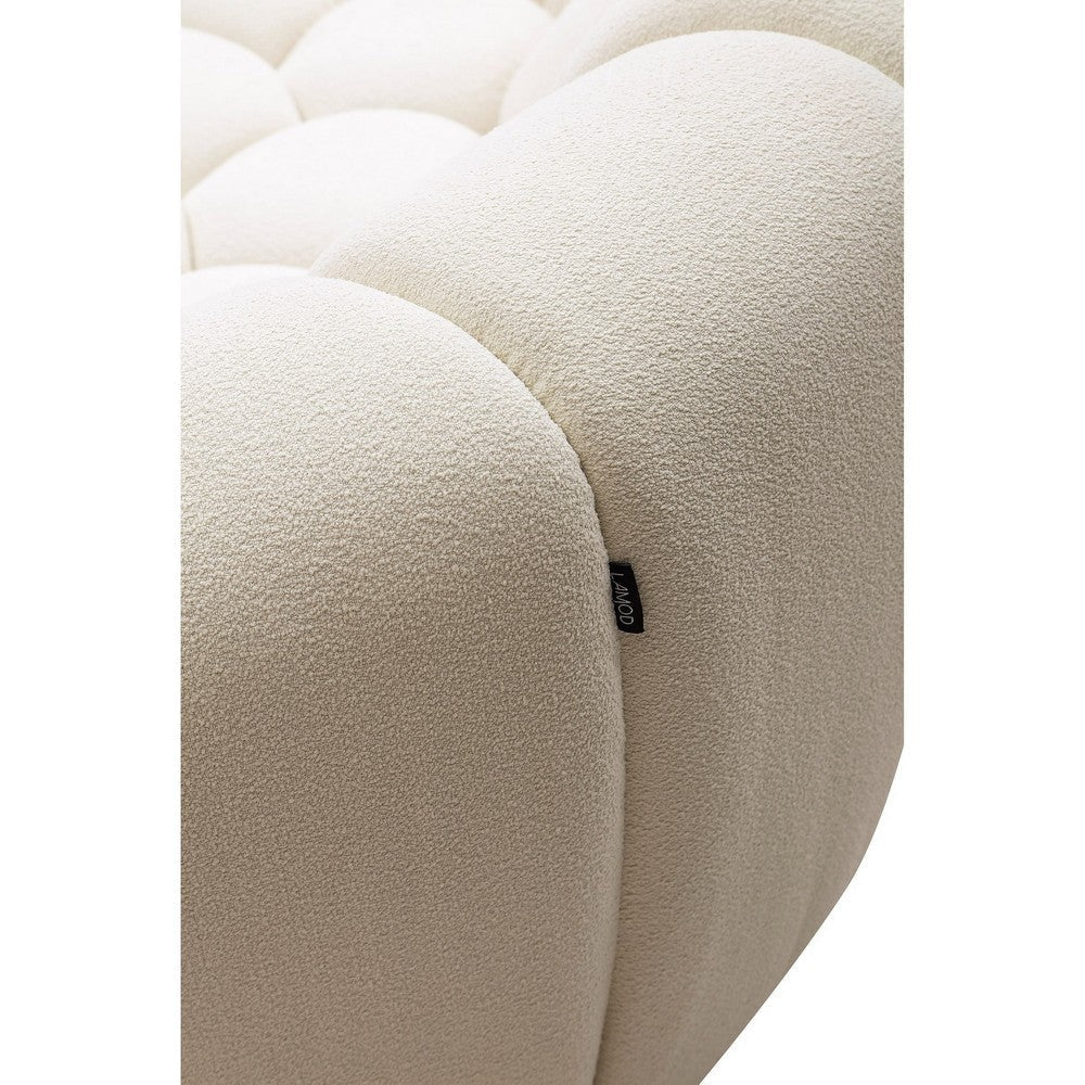 Reno Ola 48 Inch Accent Chair Cushioned Hexagonal Tufted Seat White By Casagear Home BM318442