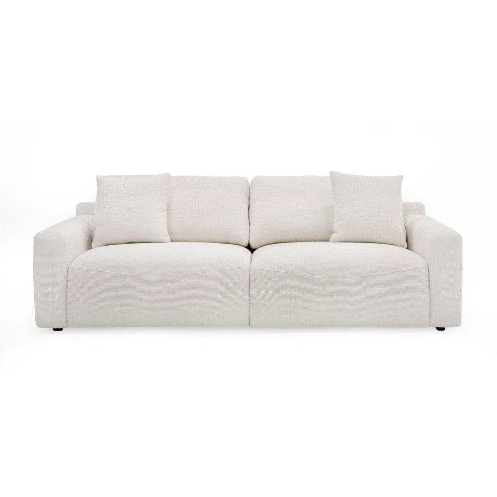 Reno Lorie 95 Inch Sofa Plush Cushioned 2 Throw Pillows White Polyester By Casagear Home BM318443