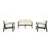 Eni 3 Piece Sofa Set with 2 Chairs Outdoor Woven Rattan and Acacia Wood By Casagear Home BM318447