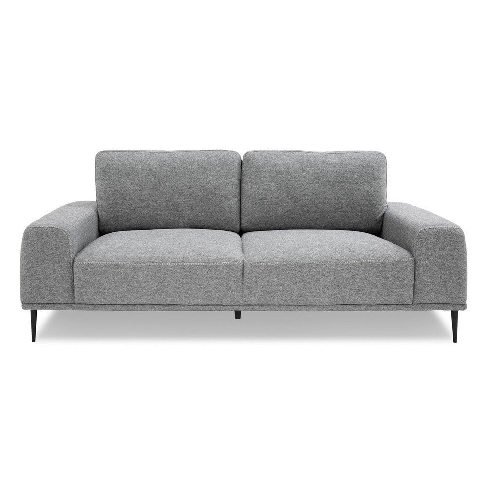 Reno Zico 68 Inch Sofa Cushioned Modern Gray Polyester Black Metal Legs By Casagear Home BM318449