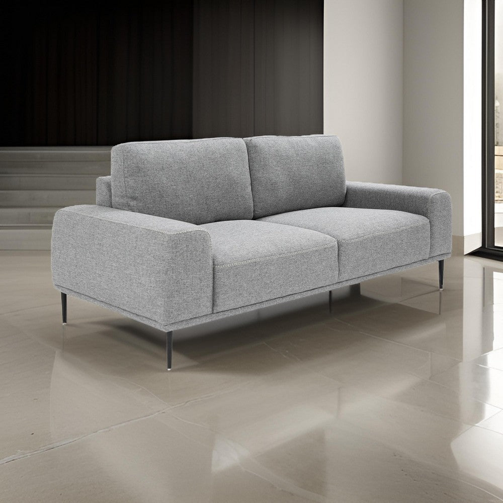 Reno Zico 68 Inch Sofa Cushioned Modern Gray Polyester Black Metal Legs By Casagear Home BM318449