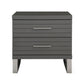 28 Inch Nightstand 2 Drawers with Metal Handles Slatted Design Gray By Casagear Home BM318450