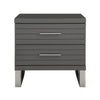 28 Inch Nightstand 2 Drawers with Metal Handles Slatted Design Gray By Casagear Home BM318450