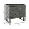 28 Inch Nightstand 2 Drawers with Metal Handles Slatted Design Gray By Casagear Home BM318450