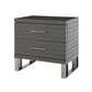 28 Inch Nightstand 2 Drawers with Metal Handles Slatted Design Gray By Casagear Home BM318450