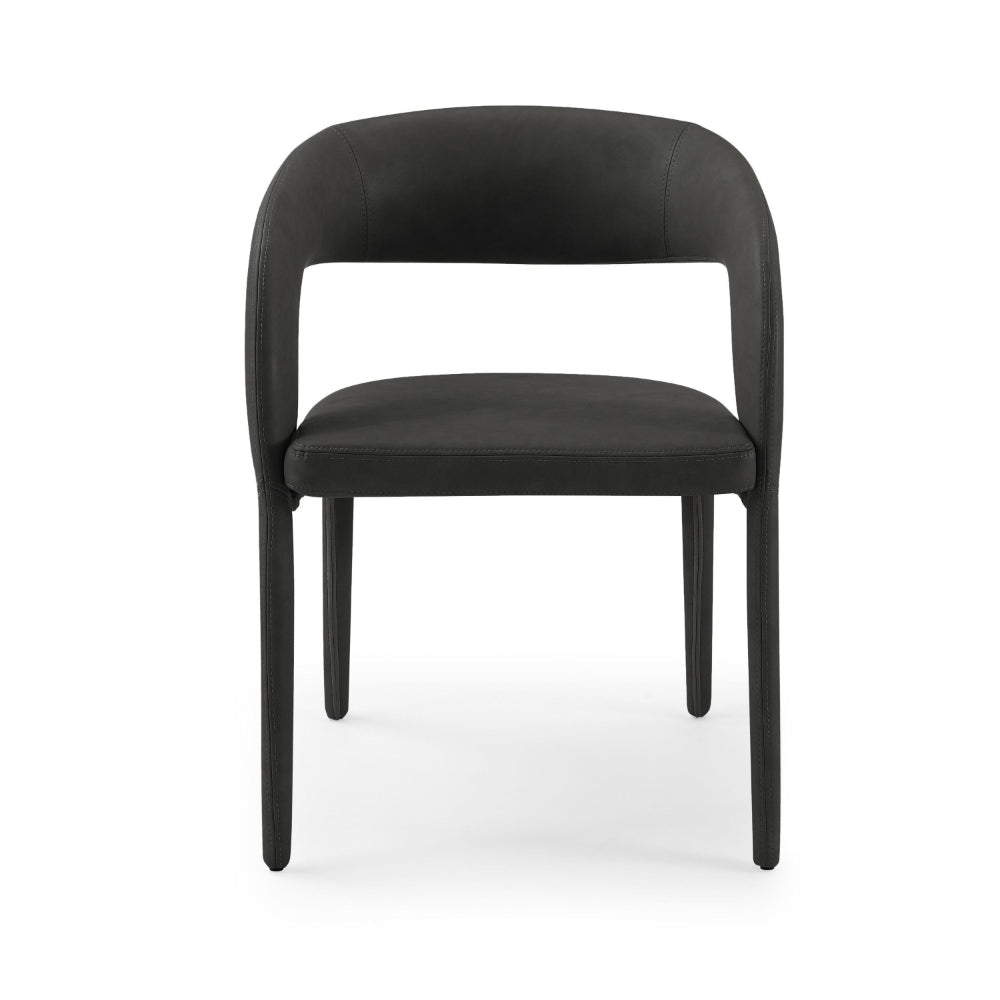 Cid Taya 24 Inch Dining Chair Open Back Cushioned Black Faux Leather By Casagear Home BM318453