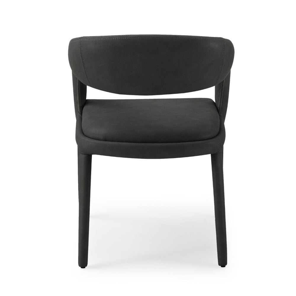 Cid Taya 24 Inch Dining Chair Open Back Cushioned Black Faux Leather By Casagear Home BM318453