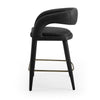 Cid Taya 26 Inch Counter Stool Chair Curved Open Back Black Faux Leather By Casagear Home BM318454