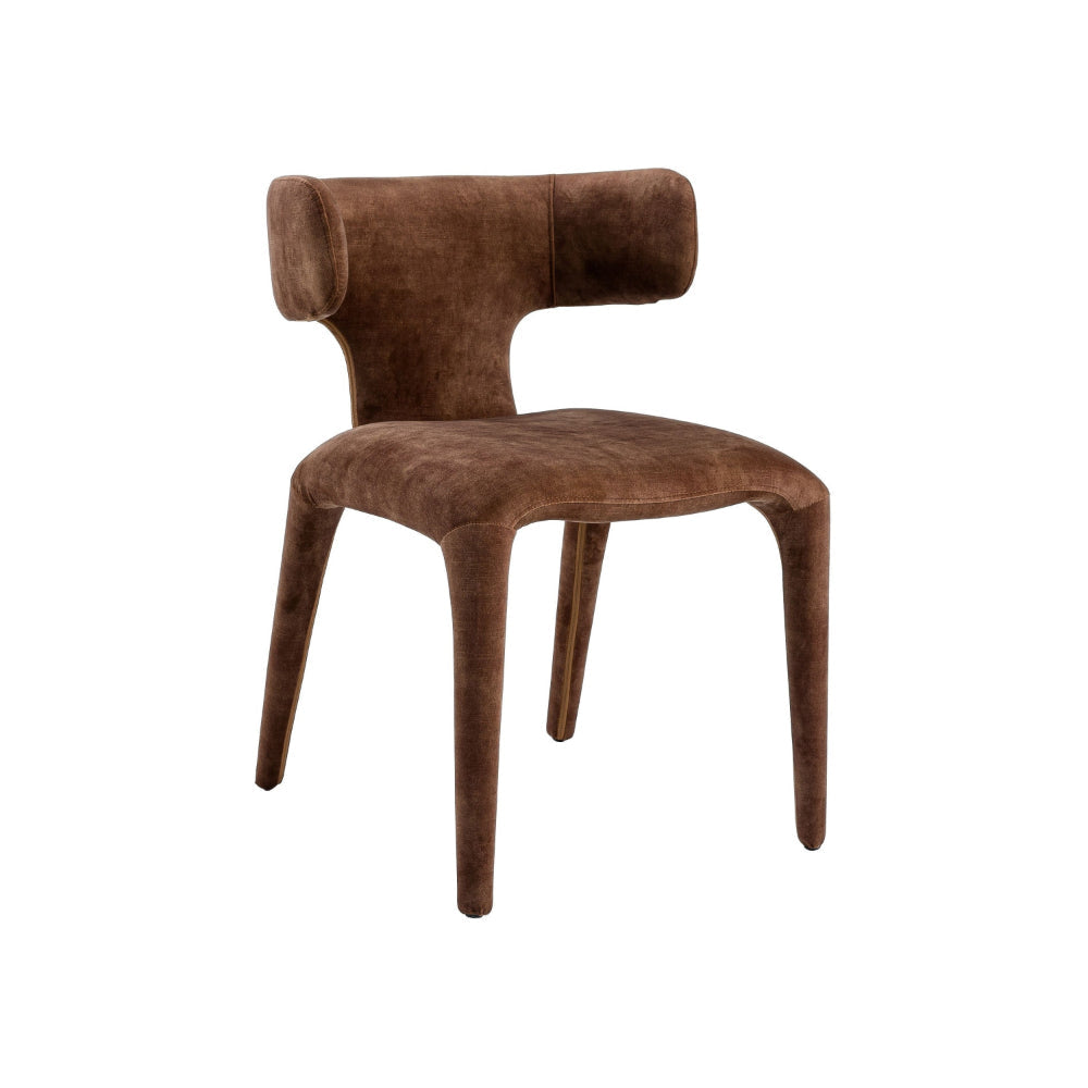 Cid Eve 21 Inch Dining Chair Curved Wingback Brown Textured Polyester By Casagear Home BM318459