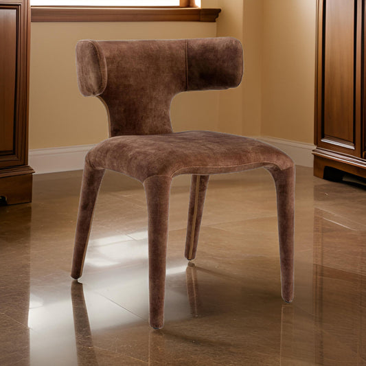 Cid Eve 21 Inch Dining Chair, Curved Wingback, Brown Textured Polyester By Casagear Home