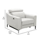 Reno Lin 37 Inch Power Recliner Chair White Genuine Leather Metal Legs By Casagear Home BM318466