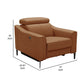 Reno Lin 37 Inch Power Recliner Chair Brown Genuine Leather Metal Legs By Casagear Home BM318467