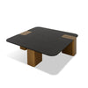 Cid Casy 39 Inch Coffee Table Square Black Veneer Brushed Gold Block Legs By Casagear Home BM318468