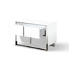 28 Inch Nightstand High Gloss White 2 Drawers Sleek Chrome Handles By Casagear Home BM318470