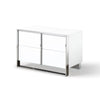 28 Inch Nightstand High Gloss White 2 Drawers Sleek Chrome Handles By Casagear Home BM318470