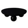 Coffee Table, 35 Inch Round Top, 3 Modern Sphere Legs, Black Mango Wood By Casagear Home