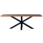 Lee Dining Table 87 Inch Natural Acacia Wood Top Black Iron Star Base By Casagear Home BM318477