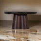 Dex Coffee Table 31 Inch Round Top Sculpture Pedestal Base Walnut Brown By Casagear Home BM318482